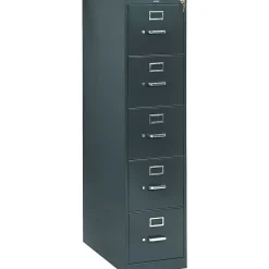 HON 310 Series 5-Drawer Vertical File Cabinet, Letter Size, Lockable, Charcoal, 26 1/2"D (HON315PS)