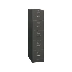 HON 310 Series 5-Drawer Vertical File Cabinet, Letter Size, Lockable, Charcoal, 26 1/2