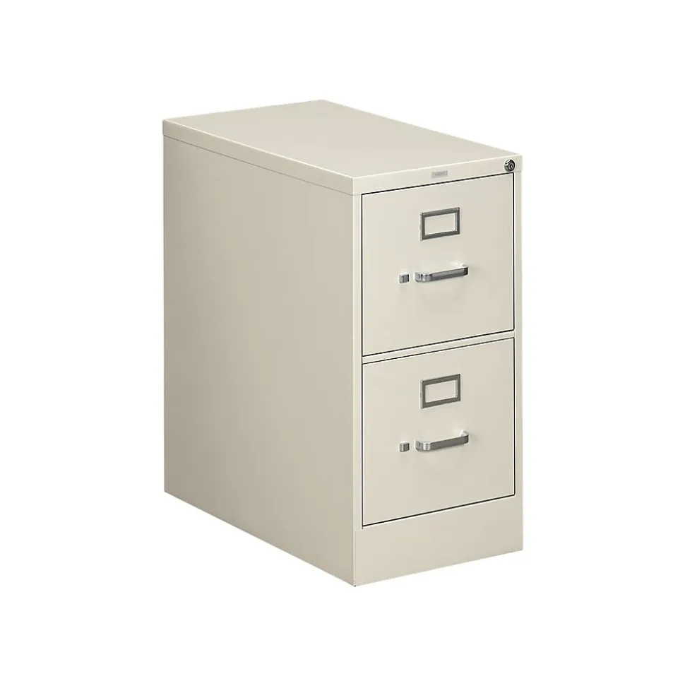 HON 310 Series 2-Drawer Vertical File Cabinet, Letter Size, Lockable, 29"H x 15"W x 26.5"D, Putty (HON312PL)