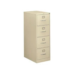 HON 310 Series 4-Drawer Vertical File Cabinet, Legal Size, Lockable, 52"H x 18.25"W x 26.5"D, Putty (HON314CPL)