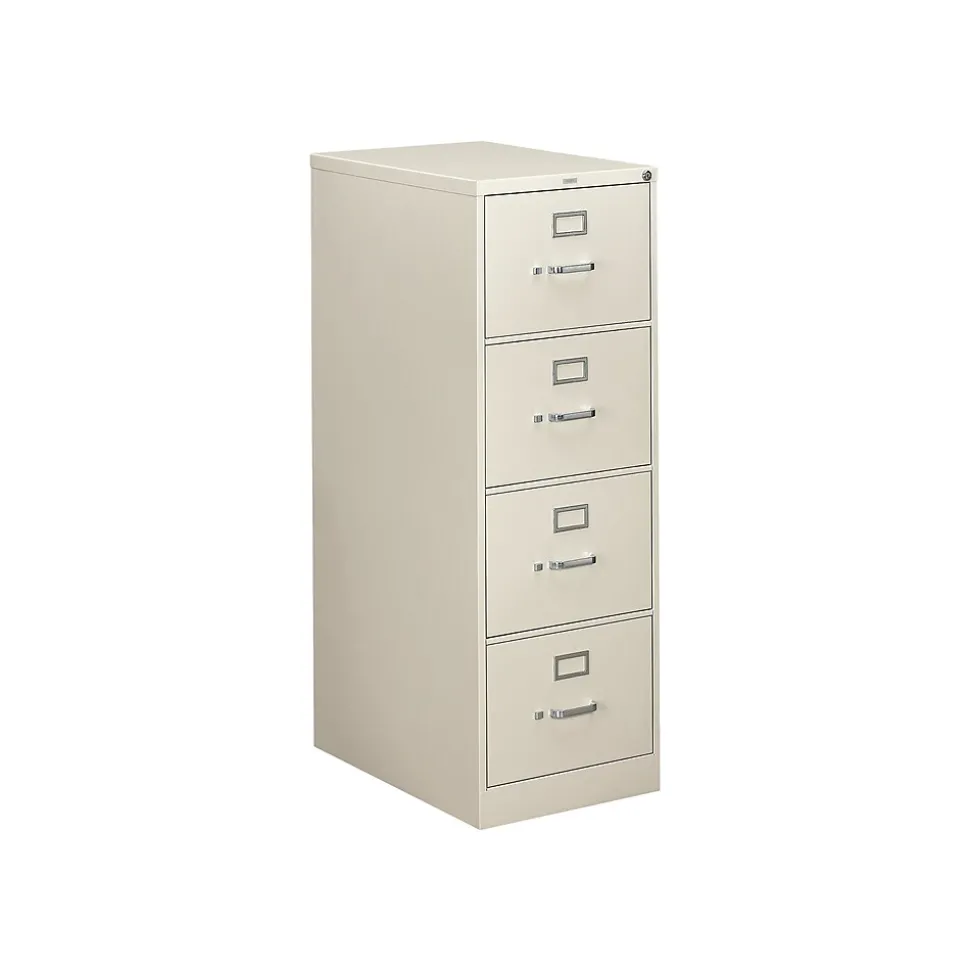 HON 310 Series 4-Drawer Vertical File Cabinet, Legal Size, Lockable, 52"H x 18.25"W x 26.5"D, Light Gray (HON314CPQ)
