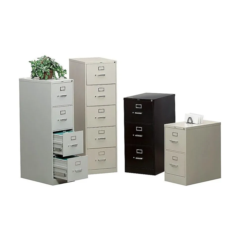 HON 310 Series 4-Drawer Vertical File Cabinet, Legal Size, Lockable, 52"H x 18.25"W x 26.5"D, Light Gray (HON314CPQ)