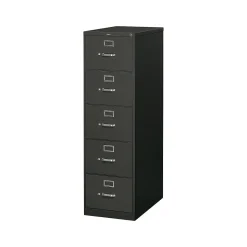 HON 310 Series 5-Drawer Vertical File Cabinet, Legal Size, Lockable, 60"H x 18.25"W x 26.5"D, Black (HON315CPP)