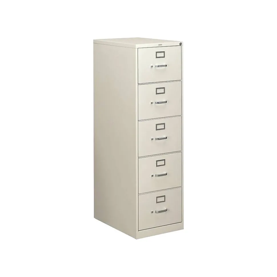 HON 310 Series 5-Drawer Vertical File Cabinet, Legal Size, Lockable, 60"H x 18.25"W x 26.5"D, Light Gray (H315CPQ)