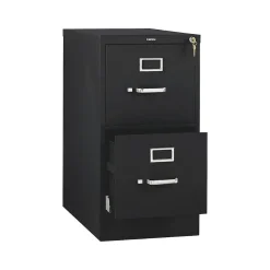 HON 510 Series 2-Drawer Vertical File Cabinet, Locking, Letter, Black, 25"D (HON512PP)