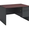 HON 38000 Series Freestanding Right Single Pedestal Desk, Mahogany/Charcoal, 29 1/2"H x 48"W x 30"D