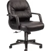 HON 2090 Series Leather Executive Mid-Back Chair, Black (H2092SR11T)
