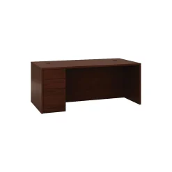 HON 10500 Series Left Pedestal Desk, 2 Box/1 File Drawer, 72"W, Mahogany Finish