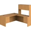 HON 10500 Series L-Shaped Office Desk w/ Hutch, 72"W, Harvest