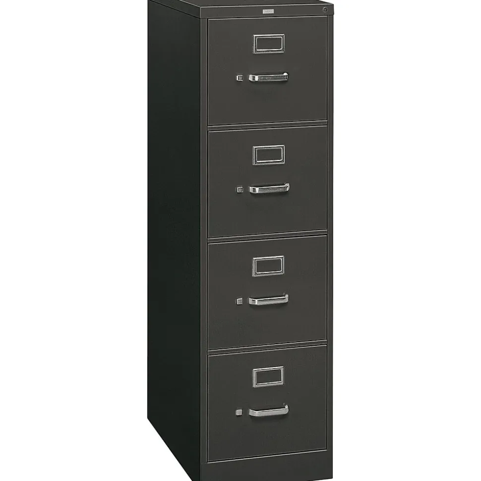 HON 310 Series Vertical File Cabinet, 26 1/2" 4-Drawer, Letter Size, Charcoal