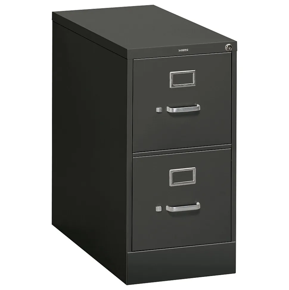 HON 310 Series Vertical File Cabinet, Letter, 2-Drawer, Charcoal, 26 1/2"D