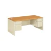 HON 38000 Series 72"W Double Pedestal Desk, Harvest Oak/Putty (HON38180CL)