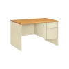 HON 38000 Series 48"W Single Pedestal Desk, Harvest Oak/Putty (H38251CL)