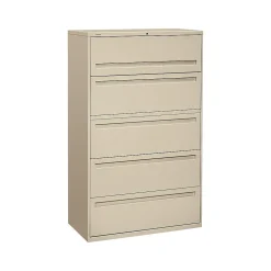 HON Brigade 700 Series 5 File Drawer Lateral File Cabinet, Locking, Letter/Legal, Putty/Beige, 42"W (H795.L.L)