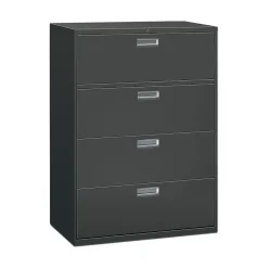 HON Brigade 600 Series 4-Drawer Lateral File Cabinet, Locking, Charcoal, Letter/Legal, 42"W (H694LS)