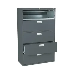 HON Brigade 600 Series 5-Drawer Lateral File Cabinet, Locking, Charcoal, Letter/Legal, 42"W (H695.L.S)