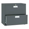 HON Brigade 600 Series 2-Drawer Lateral File Cabinet, Locking, Letter/Legal, Charcoal, 30"W (H672.L.S)