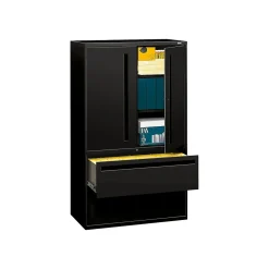 HON Brigade 700 Series 2-Drawer Lateral File Cabinet, Locking, Letter/Legal, Black, 42"W (H795LSP)