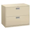 HON Brigade 600 Series 2-Drawer Lateral File Cabinet, Locking, Letter/Legal, Putty/Beige, 36"W (H682.L.L)