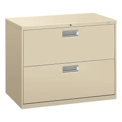 HON Brigade 600 Series 2-Drawer Lateral File Cabinet, Locking, Letter/Legal, Putty/Beige, 36"W (H682.L.L)
