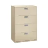 HON Brigade 600 Series 4-Drawer Lateral File Cabinet, Locking, Letter/Legal, Putty/Beige, 36"W (HON684LL)