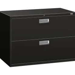 HON Brigade 600 Series 2-Drawer Lateral File Cabinet, Locking, Letter/Legal, Black, 42"W (H692.L.P)