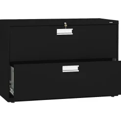 HON Brigade 600 Series 2-Drawer Lateral File Cabinet, Locking, Letter/Legal, Black, 42"W (H692.L.P)