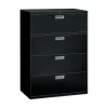HON Brigade 600 Series 4-Drawer Lateral File Cabinet, Locking, Letter/Legal, Black, 42"W (HON694LP)