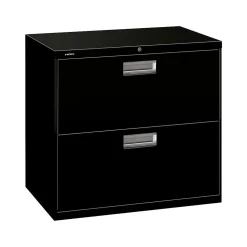 HON Brigade 600 Series 2-Drawer Lateral File Cabinet, Locking, Letter/Legal, Black, 30"W (H672.L.P)
