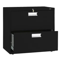 HON Brigade 600 Series 2-Drawer Lateral File Cabinet, Locking, Letter/Legal, Black, 30"W (H672.L.P)