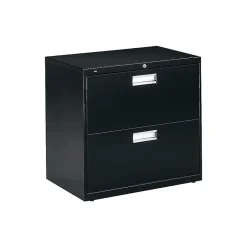 HON Brigade 600 Series 2-Drawer Lateral File Cabinet, Locking, Letter/Legal, Black, 30
