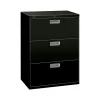 HON Brigade 600 Series 3-Drawer Lateral File Cabinet, Locking, Letter/Legal, Black, 30"W (H673.L.P)