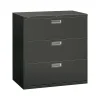 HON Brigade 600 Series 3-Drawer Lateral File Cabinet, Locking, Charcoal, Letter/Legal, 42"W (H693.L.S)