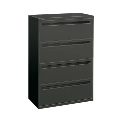 HON Brigade 700 Series 4-Drawer Lateral File Cabinet, Locking, Charcoal, Letter/Legal, 36"W (H784.L.S)