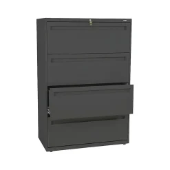 HON Brigade 700 Series 4-Drawer Lateral File Cabinet, Locking, Charcoal, Letter/Legal, 36"W (H784.L.S)