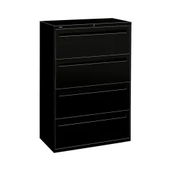 HON Brigade 700 Series 4-Drawer Lateral File Cabinet, Locking, Black, Letter/Legal, 36"W (H784.L.P)