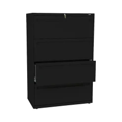 HON Brigade 700 Series 4-Drawer Lateral File Cabinet, Locking, Black, Letter/Legal, 36"W (H784.L.P)