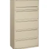 HON Brigade 700 Series 5-Drawer Lateral File Cabinet, Locking, Letter/Legal, Putty, 36" (HON-785LL)