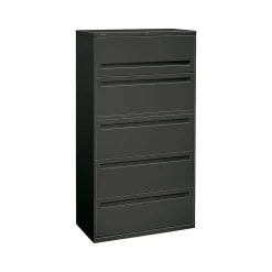 HON Brigade 700 Series 5-Drawer Lateral File Cabinet, Locking, Letter/Legal, Charcoal, 36"W (HON-785LS)