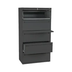 HON Brigade 700 Series 5-Drawer Lateral File Cabinet, Locking, Letter/Legal, Charcoal, 36"W (HON-785LS)