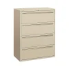 HON Brigade 700 Series 4-Drawer Lateral File Cabinet, Locking, Letter/Legal, Putty, 42"W (H794.L.L)