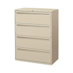 HON Brigade 700 Series 4-Drawer Lateral File Cabinet, Locking, Letter/Legal, Putty, 42"W (H794.L.L)