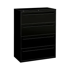HON Brigade 700 Series 4-Drawer Lateral File Cabinet, Locking, Black, Letter/Legal, 42"W (H794.L.P)