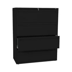HON Brigade 700 Series 4-Drawer Lateral File Cabinet, Locking, Black, Letter/Legal, 42"W (H794.L.P)