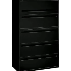 HON Brigade 700 Series 5-Drawer Lateral File Cabinet, Letter/Legal, Black, 42" (HON795LP)