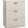 HON Brigade 600 Series H673 3-Drawer Lateral File Cabinet, Locking, Letter/Legal, Light Gray, 30" (HON673LQ)