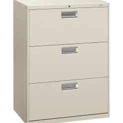 HON Brigade 600 Series H673 3-Drawer Lateral File Cabinet, Locking, Letter/Legal, Light Gray, 30" (HON673LQ)