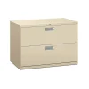 HON Brigade 600 Series Lateral File, 2 Drawers, Aluminum Pull, 42"W, Putty Finish,