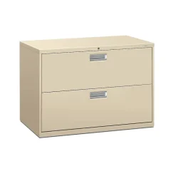 HON Brigade 600 Series Lateral File, 2 Drawers, Aluminum Pull, 42"W, Putty Finish,