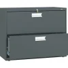 HON Brigade 600 Series Lateral File Cabinet, A4/Legal/Letter, 2-Drawer, Charcoal, 36"W